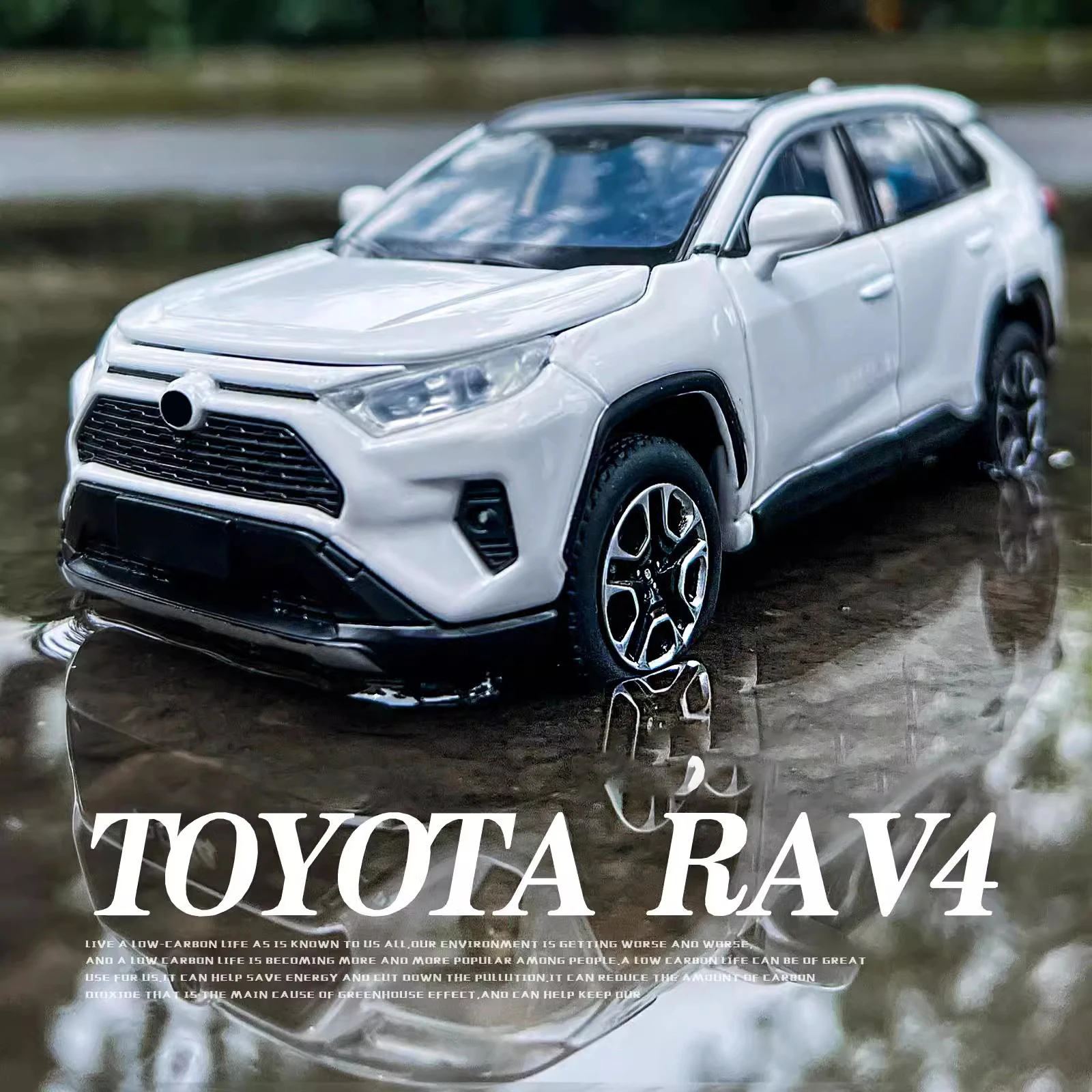 1:32 Toyota RAV4 Off Road SUV Alloy Metal Diecast Car Model Sound & Light Toy Collection Trendy Decorative Ornaments Toy For Boy