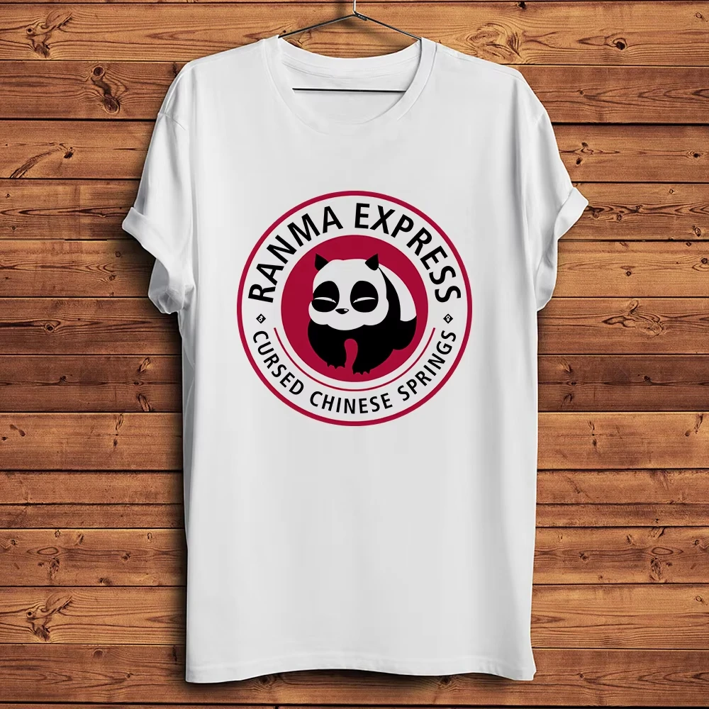 Ranma 1/2 Panda Funny Anime Manga T-shirt Men White Hipster Casual Graphic Print Cotton Short Sleeve Summer Crew Neck Top Hot