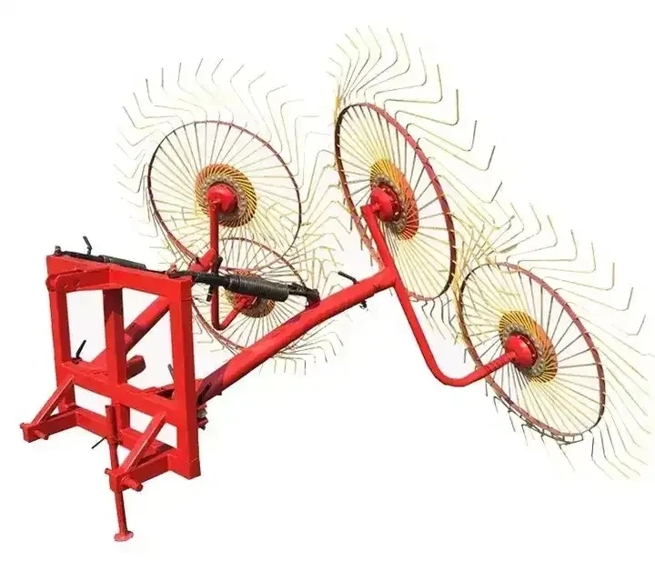 Farm 3 Point Hay Rake Garden Grass Rake Yellow Hay Wheel Rake