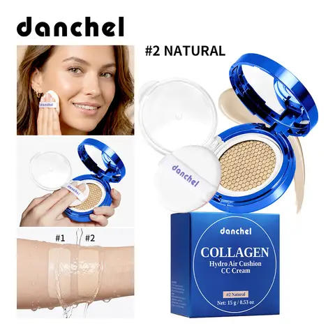Collagen Air Cushion CC Cream Long-Lasting Hydration Buildable Coverage Foundation Natural Light Brightening Effect Face Makeup