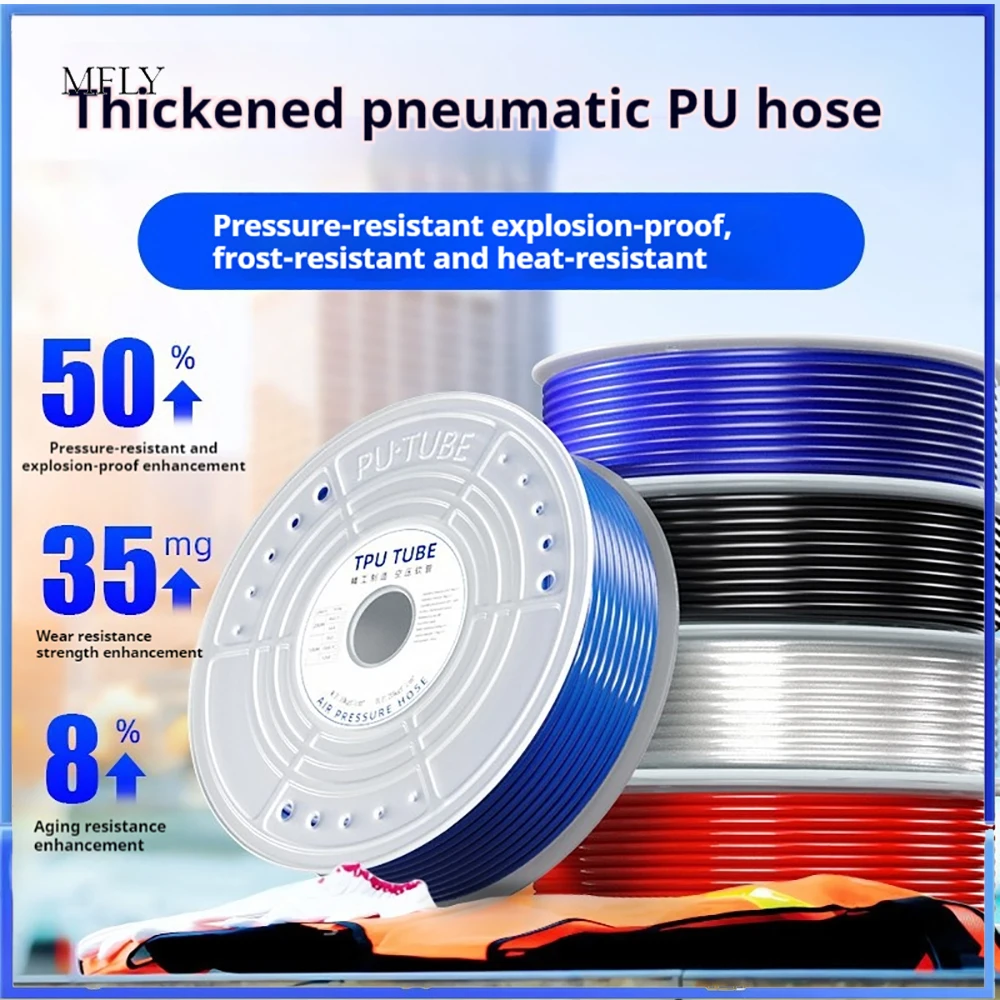 

PU Reinforced Hose High Pressure Explosion Proof Pneumatic Air Hose 2MPa 8x5 10x6.5 12x8mm 80m for Construction Use