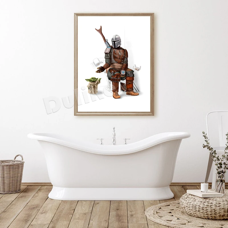 حروب الفضاء الحمام طباعة لوك سكاي ووكر يودا المشارك التبرز ماندالوريان العاصفة جندي Chewbacca قماش اللوحة ديكور المرحاض