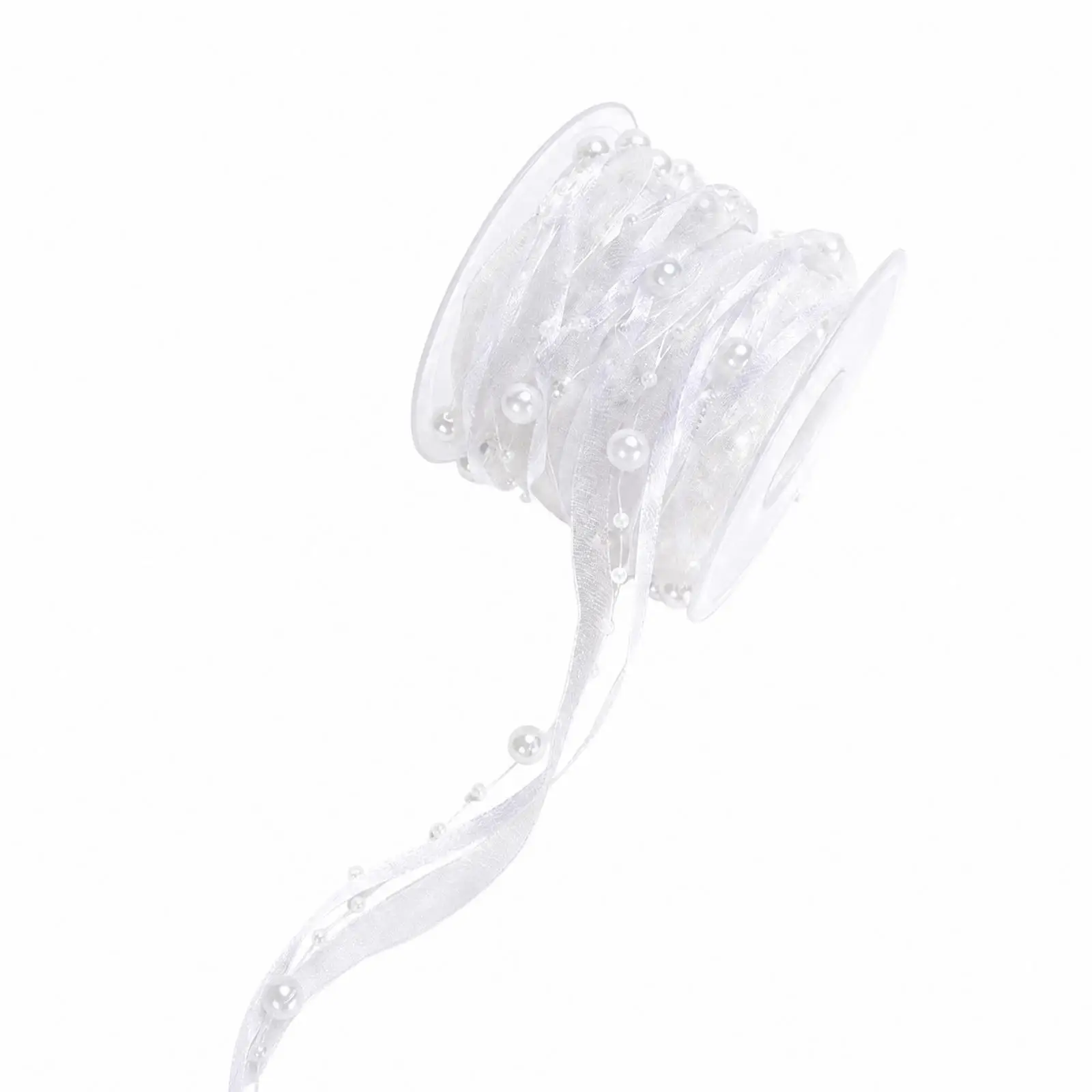 Beaded Trim Pliable Decorative Ribbon with Pearl Chain 10m Polyester Ribbon Roll Cuttable for Crafters, Gift Wrapping