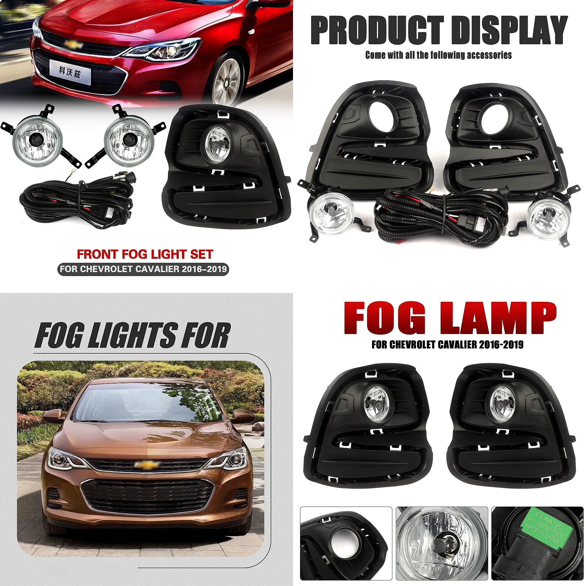 

For Chevrolet Cavalier 2016-2019 Front Fog Light Assembly Driving Bumper Lamp