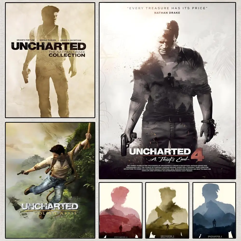 Game Uncharted Nathan Drake Poster PP Wall Art Print Removable Water-Resistant Home Decor For Bedroom Apartment Gift