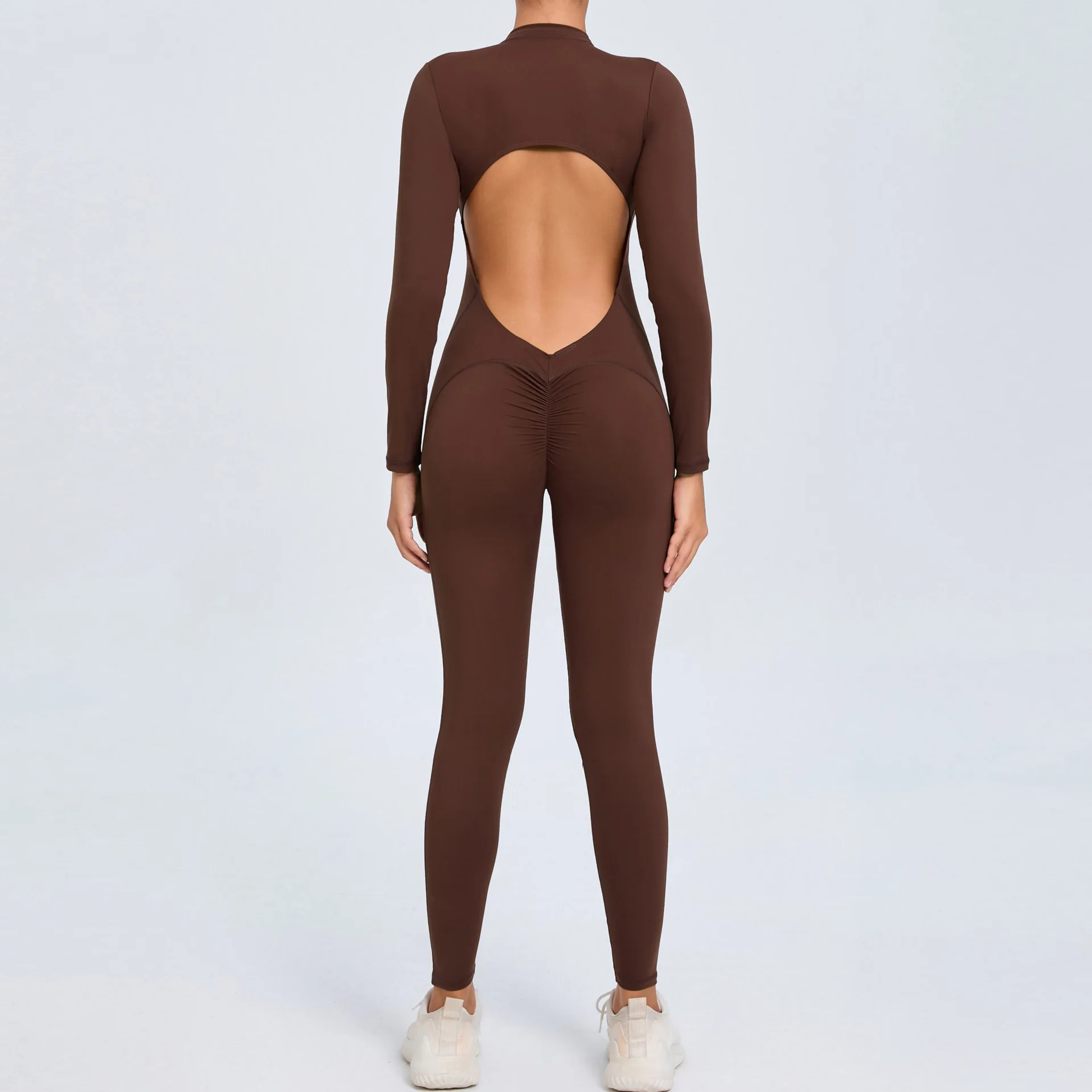 

Yoga Jumpsuit Zipper Long sleeves One-piece Bodysuit Women's Sports Set Backless Fitness Rompers Sportswear Women Gym Clothes