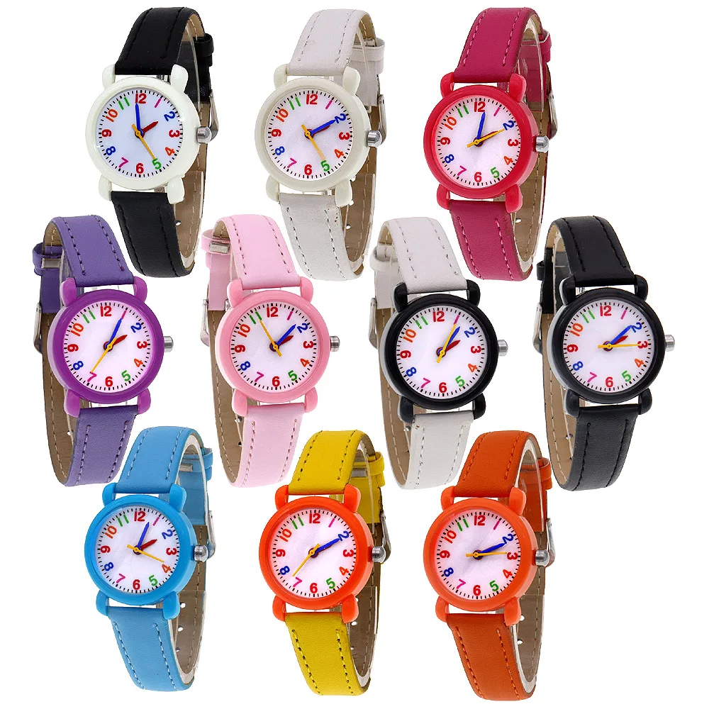 10pcs/Lot Mixed Bulk Colorful Children's Quartz Wristwatches Best Gift for Girls & Boys Kids Watch Wholesale