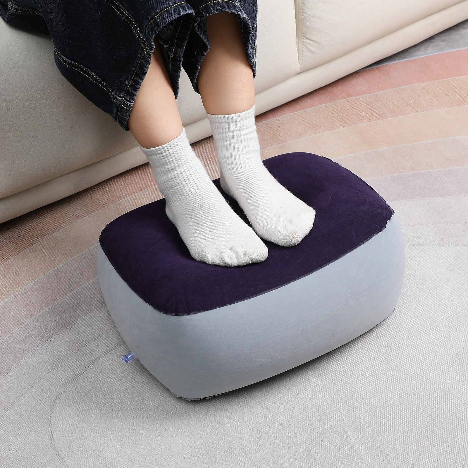 

Надувная подушка-подставка для ног из ПВХ с флокированием, 2 шт., для комфортного отдыха в самолете, поезде, путешествиях, офисе, дома