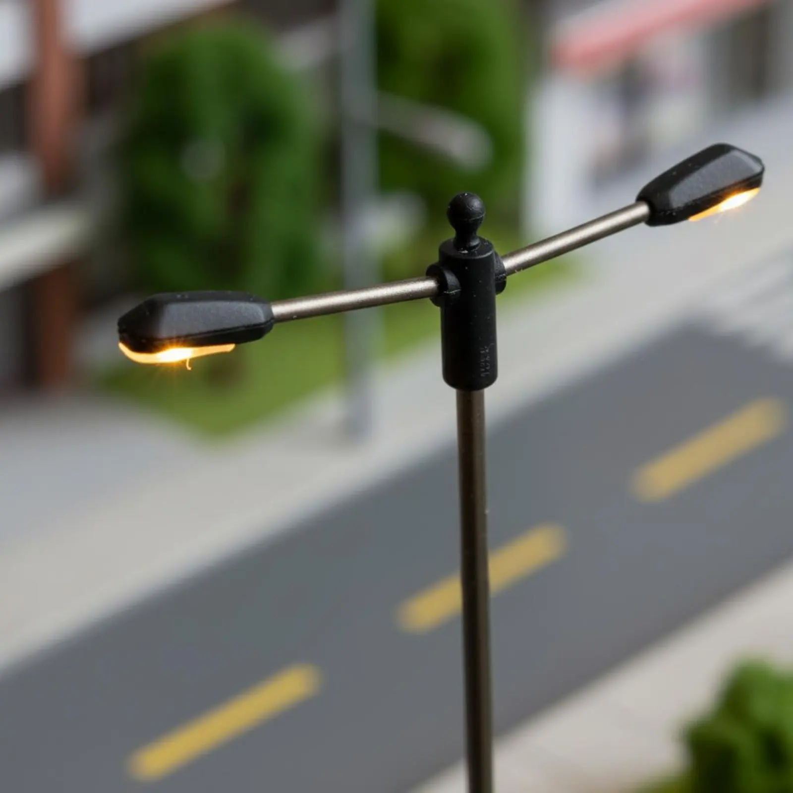 Double Head Model Street Lamp High Brightness Miniature Glowing Component Lamp Post Miniature Scene Street Lamp Multi-Scale