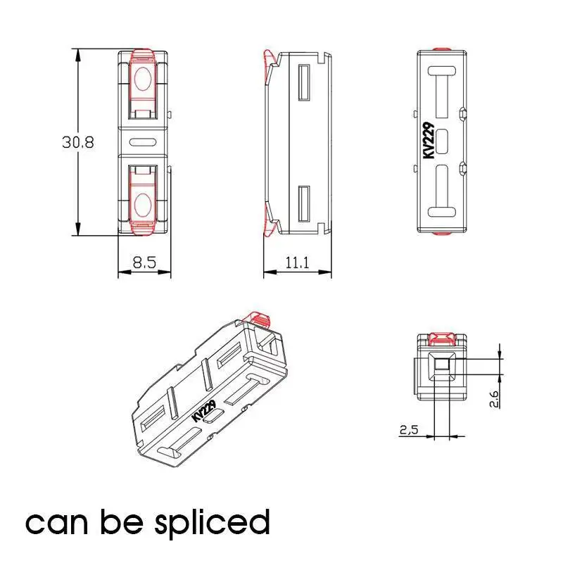Mini Type Wire Connectors 2 Pin Electrical Cable Led Strip Terminal Blocks Cage Spring Universal Compact Quick Wiring Conductor