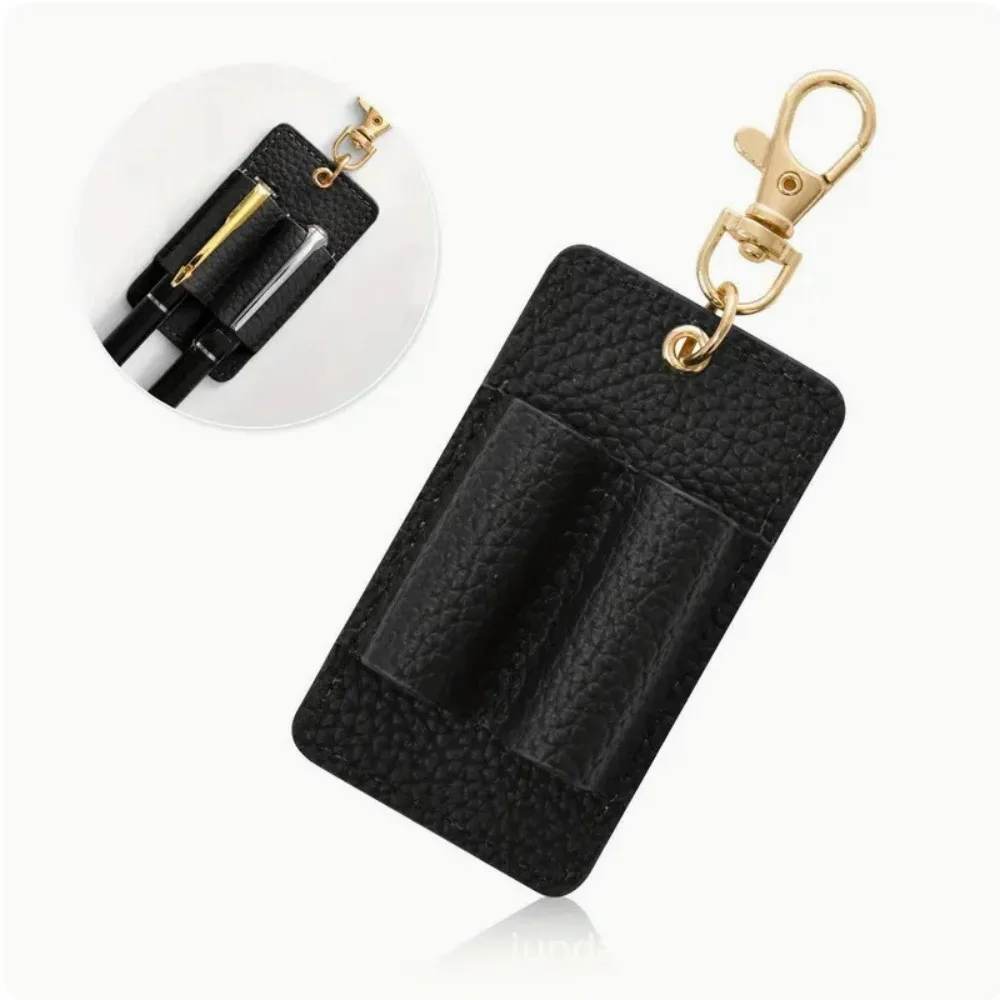 New Portable PU Lanyard Pen Holders Hanging Space-Saving Keychain Pen Clip Creative Design Pen Case Office Supplies