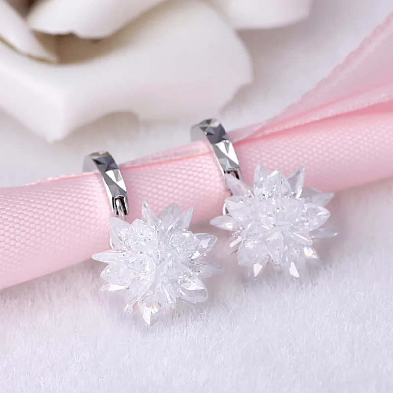 New Arrival High Quality Fashion Ice Flower 925 Silver Needle Ladies Drop Earrings Jewelry Wedding Gift Promotion Women