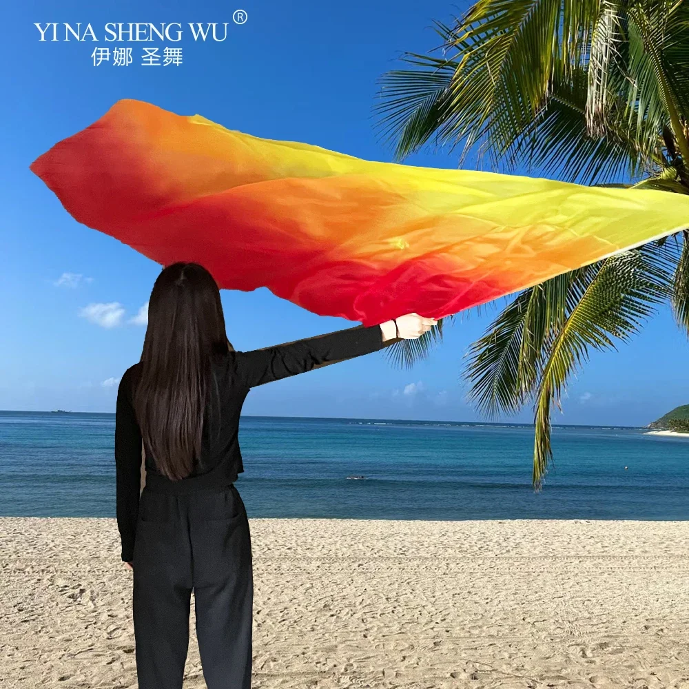 Buikdans Sjaal Zijden Sluiers Buikdans Halve Cirkel Vlaggen Vrouwen Sjaal Vlag Gradiënt Zijden Sluier Dansvoorstelling Aanbidding Vlag