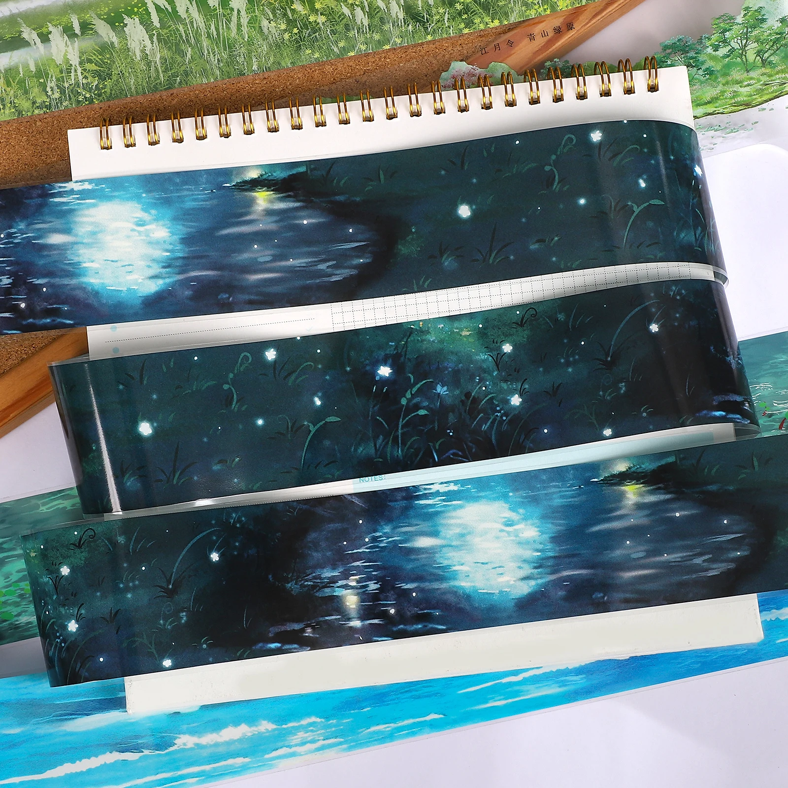 500 cm Vintage Pflanze Meer Teich Blitz Landschaft PET Band Kreative DIY Journal Material Collage Sammelalbum Schreibwaren