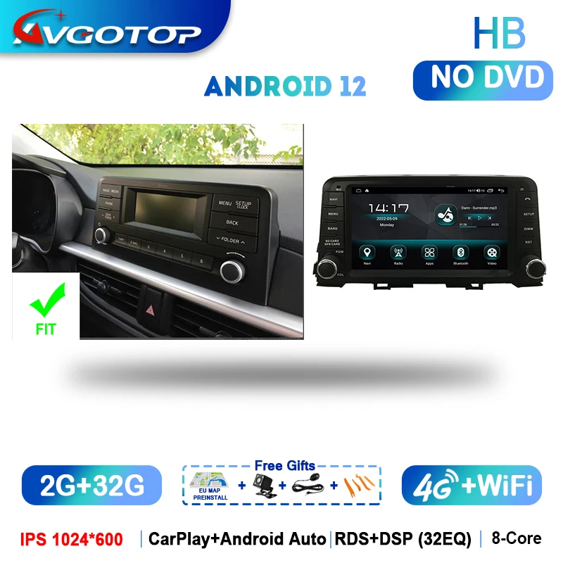 Android 12 Car Radio Multimedia & OEM Style for Kia Morning 3 Picanto 2016 18 2020 Wireless Carplay Auto 4G Wifi GPS DSP No DVD