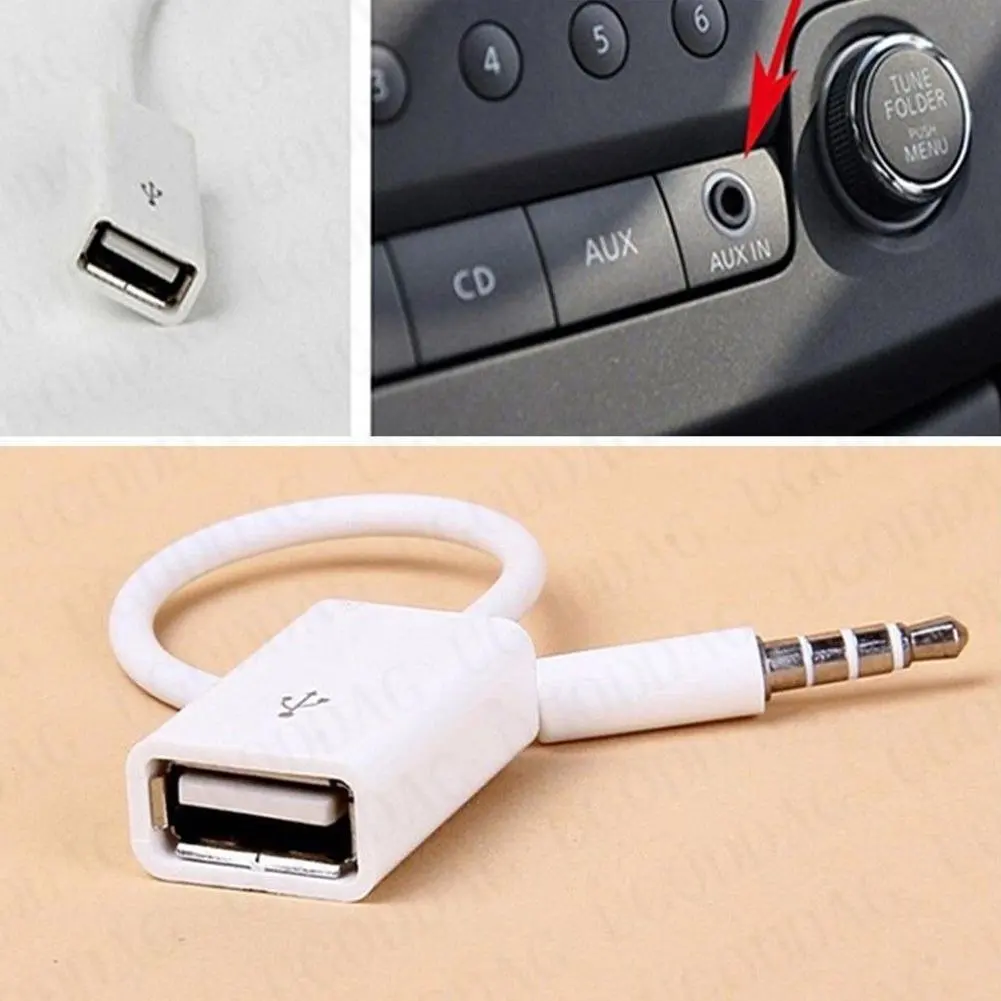 3.5Mm Auto Kabel Male Car Aux Audio Plug Jack Naar Usb 2.0 Female Converter Adapter Zwart Wit Kleur Kan kiezen