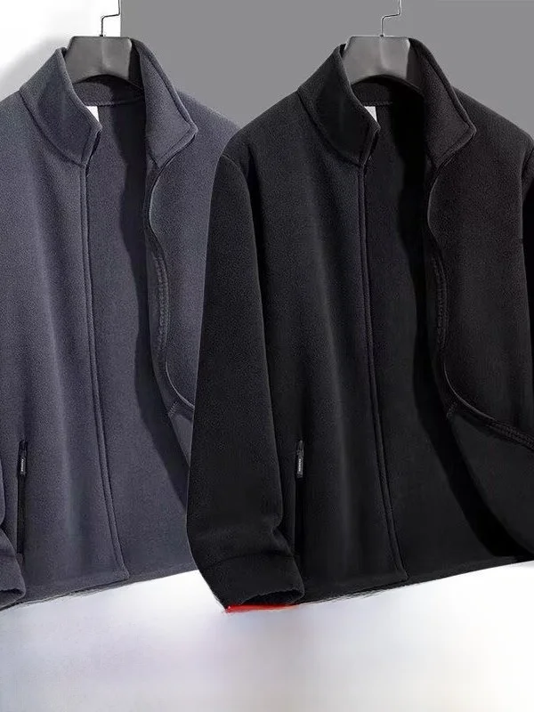 

Мужская ветрозащитная толстовка на подкладке с капюшоном Jaet, однотонный теплый кардиган с воротником-стойкой, верхняя одежда, зимняя одежда из полиэфирного волокна