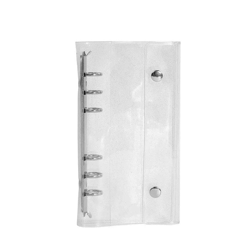 A6 6-Hole Narrow Half Laser Full Sky Star PVC Double Buckle Flip Cover Three Fold Loose Leaf Notebook Detachable Cover