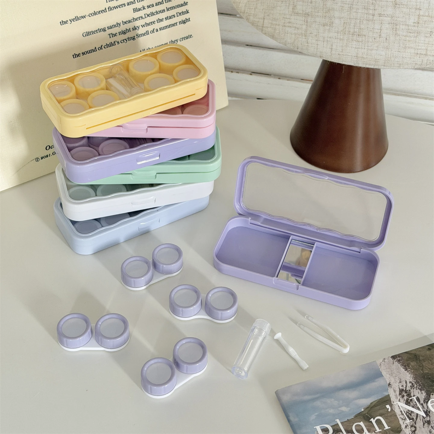 With Mirror Like Fish Simple Contact Lens Box Significant Other Care Box Contact Lens Box Four Packs