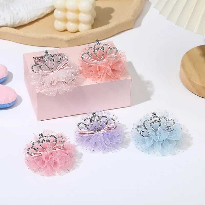 Dziecięca korona Barrettes Kobieca siateczkowa spinka do włosów Dziewczyna Mała korona Word Clip Head Clip Rhinestone Temperament Nie rani włosów