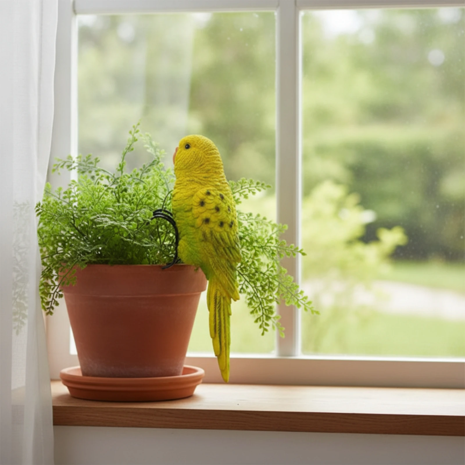 Hanging Parrot Ornament Premium Parrot Figurine with Hook Bird Figurine Sculpted Sculpture Lifelike for Gardeners, Planter Edge