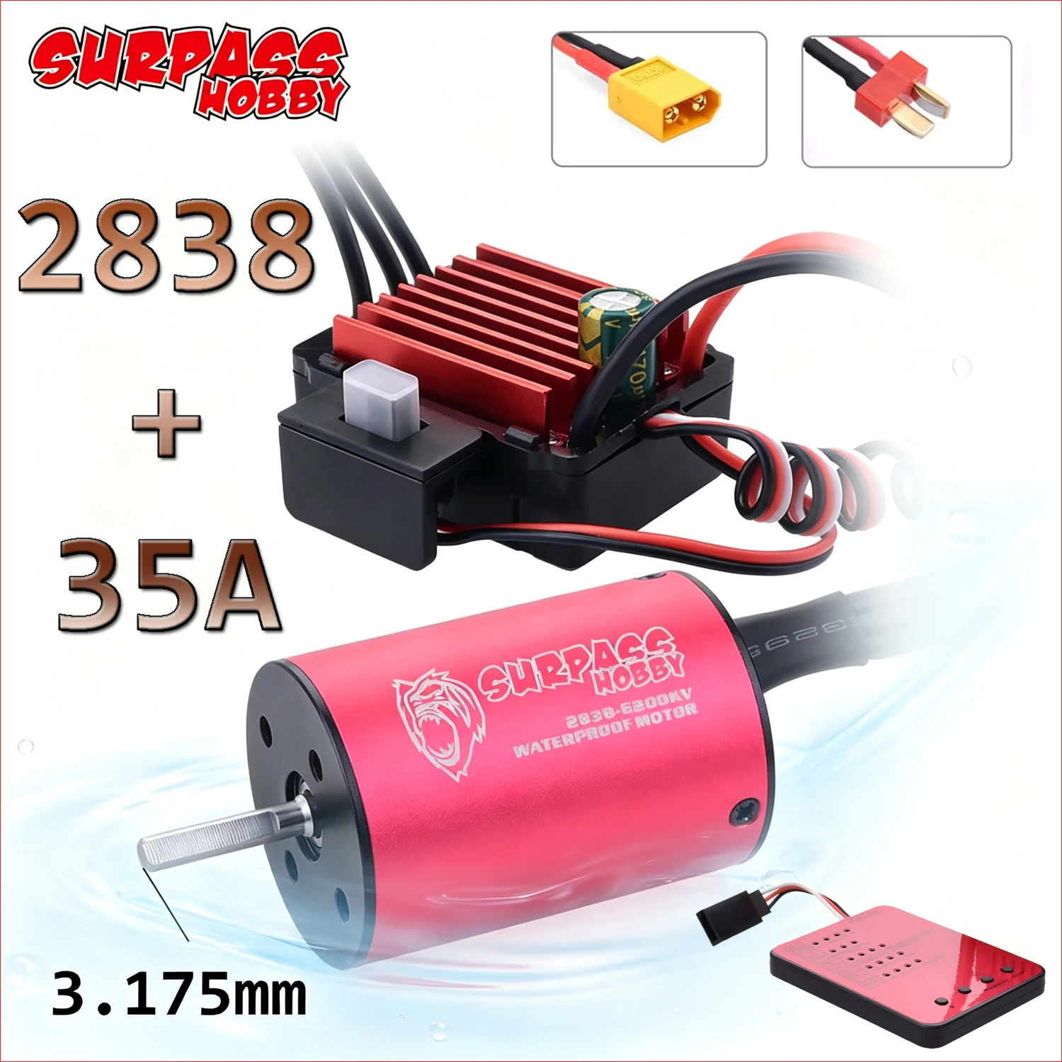 SURPASS HOBBY KK 2838 Brushless Motor 35A Waterproof ESC Program Card Combo Set for 1/14 1/16 RC Car Traxxas HSP Tamiya Axial