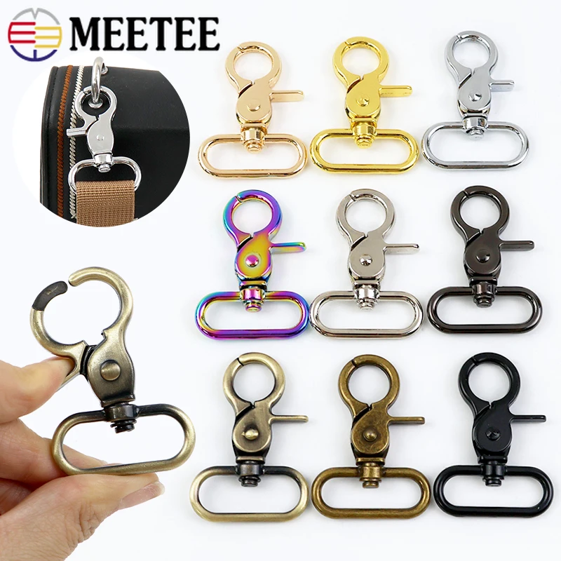 

5/10Pcs Meetee 20-50mm Metal Swivel Lobster Clasp Luggage Strap Connector Trigger Snap Hook for Bag DIY Hardware Accessories