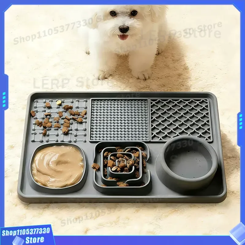 Silicone Dog Licking Mat Slow Feeder Plate for Medium Pets Anti Anxiety Food Dispenser Toy Non Slip Suction Cup Puppy Treat