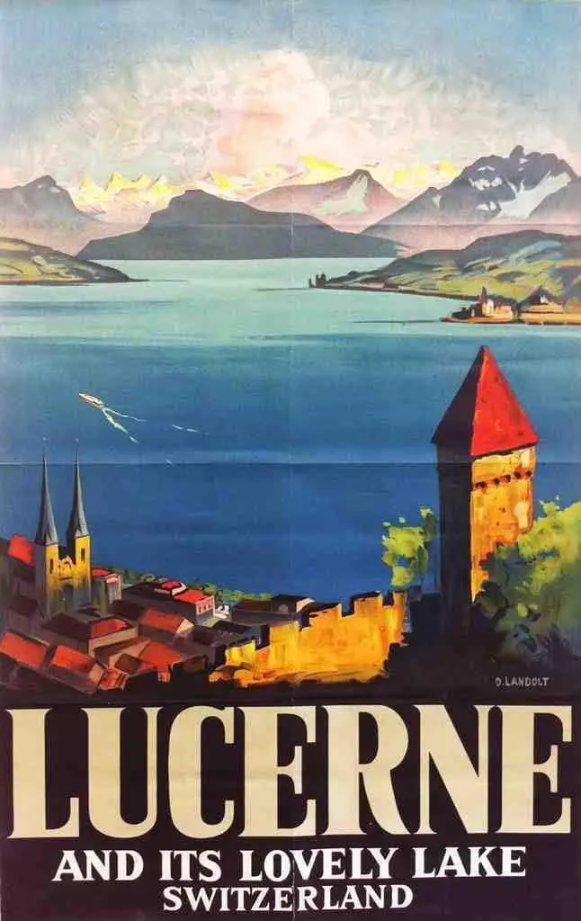 Metal Sign Travel Poster Lake Lucerne Luzern Switzerland Alps Alum TIN es-aluminum