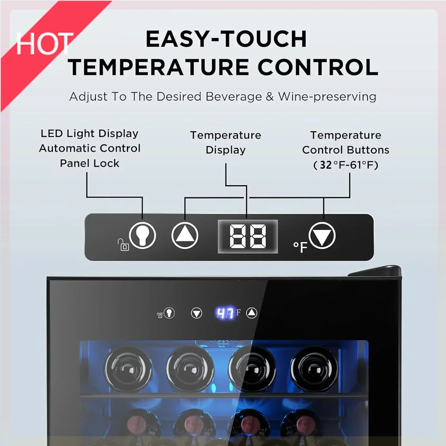 

(XMSJ)37 Bottle Wine Fridge, Freestanding 145 Can Beverage Refrigerator with Smart Temperature Control，4.5 CU FT Quiet Mini Frid