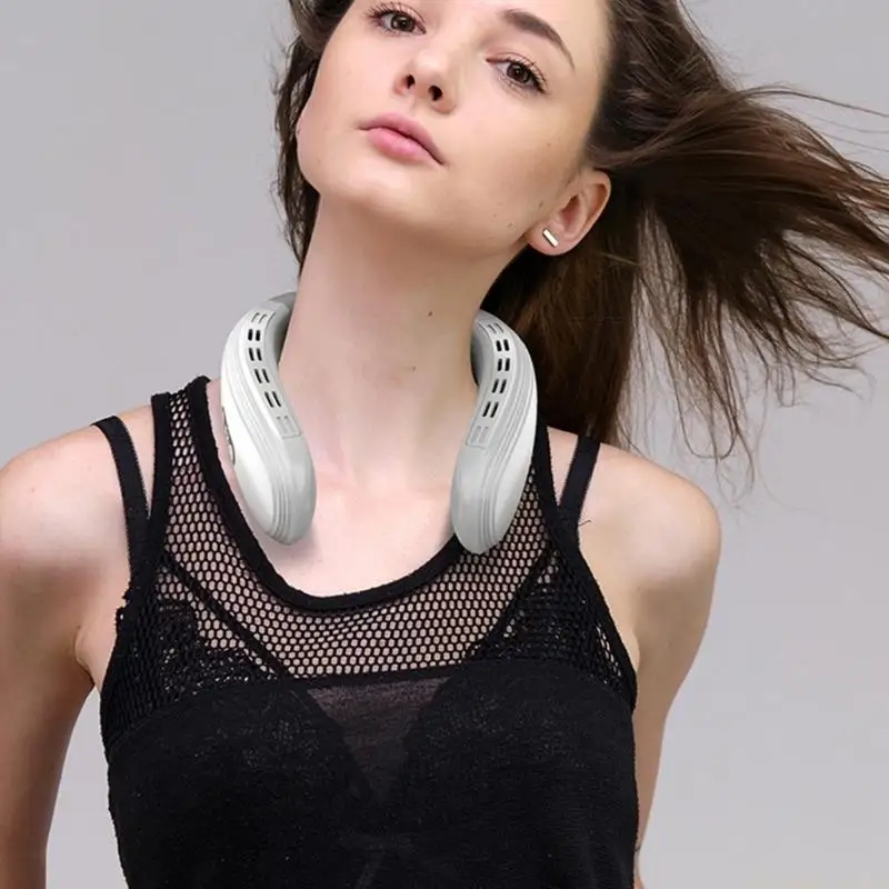 

D0AB Wearable Fan Wearable Fan Portable Bladeless Fan 3 Speed Rechargeable Wearable Fan for Home Office Travel Men Women