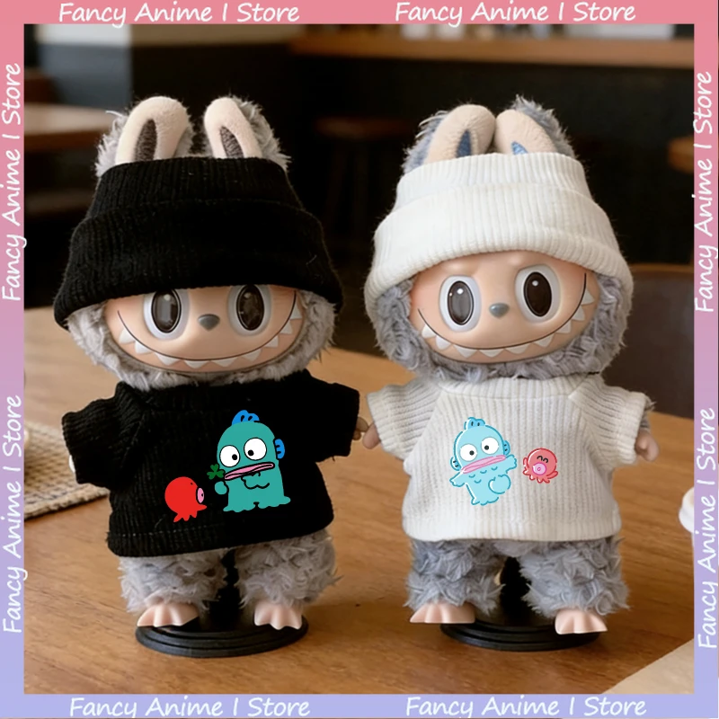 귀여운 만화 HANGYODON 패션 의상 15-17cm 라부부 미니 플러시 인형용 스포츠 스웨터 인형 액세서리 선물