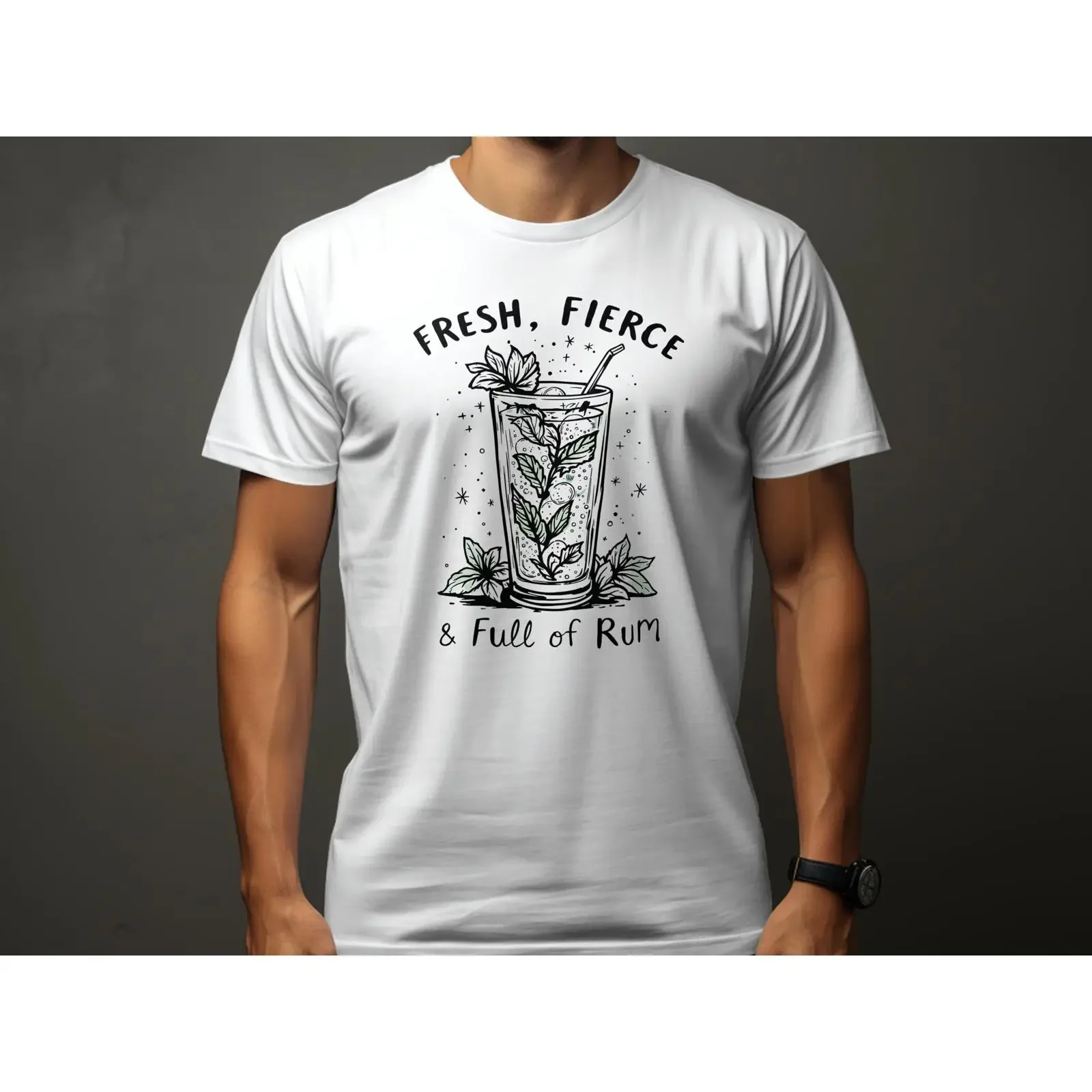 Fresh Fierce Rum Cocktail T Shirt Funny Alcohol Lover  vintage Washed Comfortable Slightly Unisex streetwear designer clothes