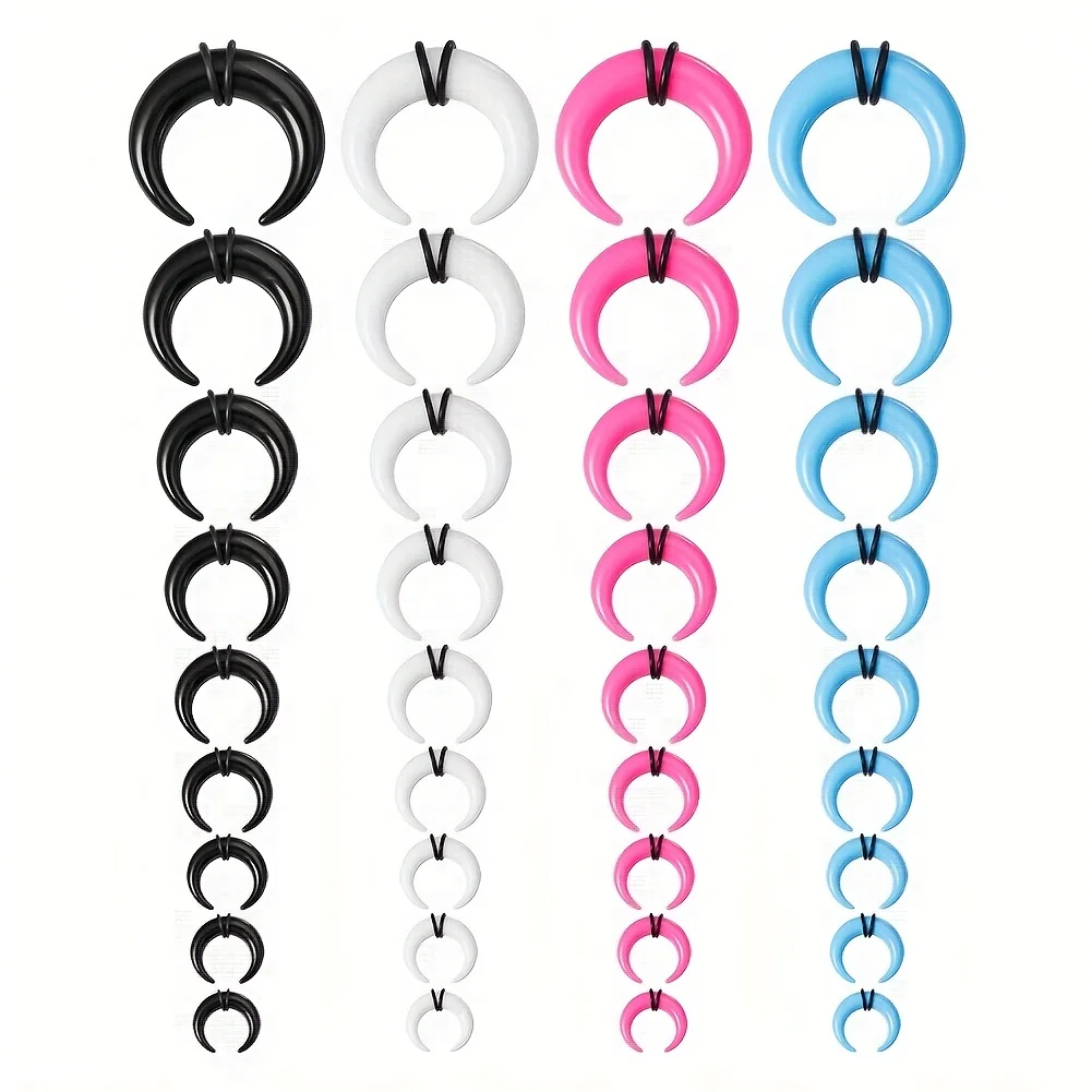 2Pcs 14G-00G Big Size Buffalo Horn Septum Ring Piercing Acrylic Ear Gauges Plugs Taper Stretcher Expander Punk Body Jewelry