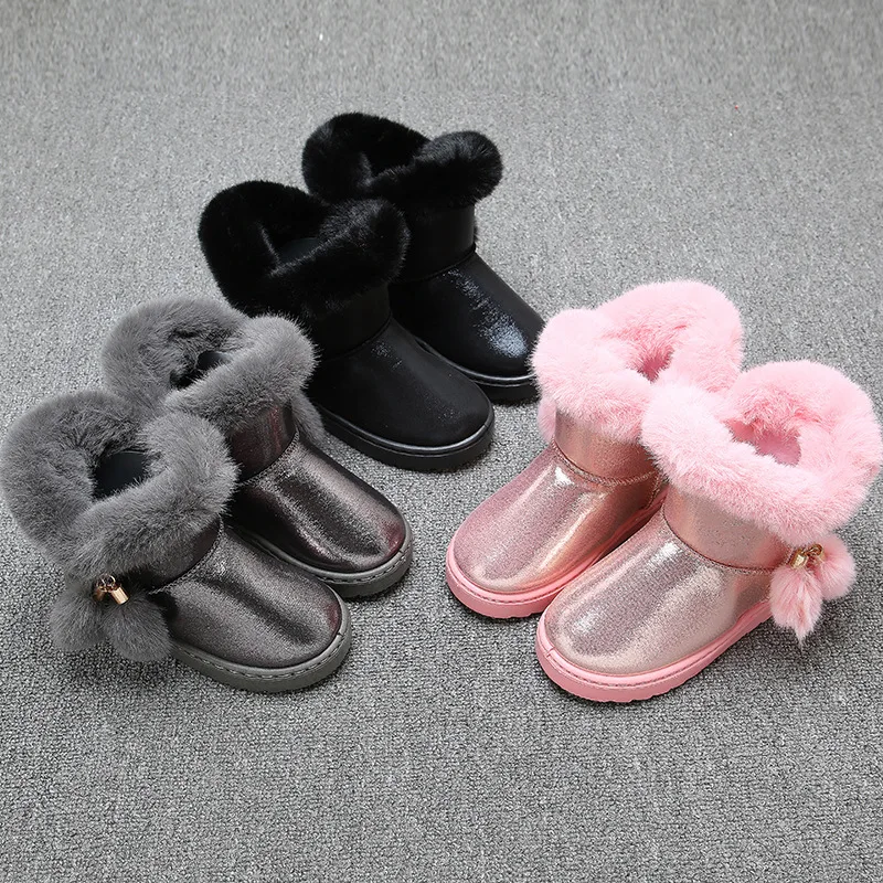 Snow Boots Children Shoes Girls New Winter Style Season Shoes Plush Warm Cotton Waterproof Fashion Warm Simple