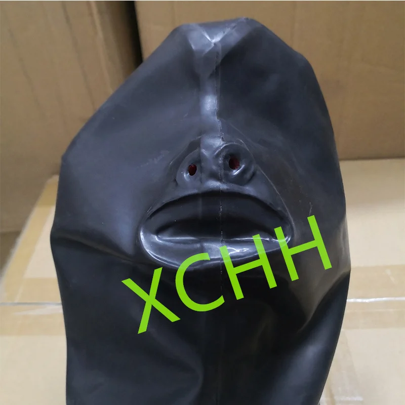 

Маска-капюшон из латекса ручной работы с трубкой для носа, сексуальный фетиш-аксессуар, головной убор для косплея на Хэллоуин, индивидуальный пошив для мужчин и женщин