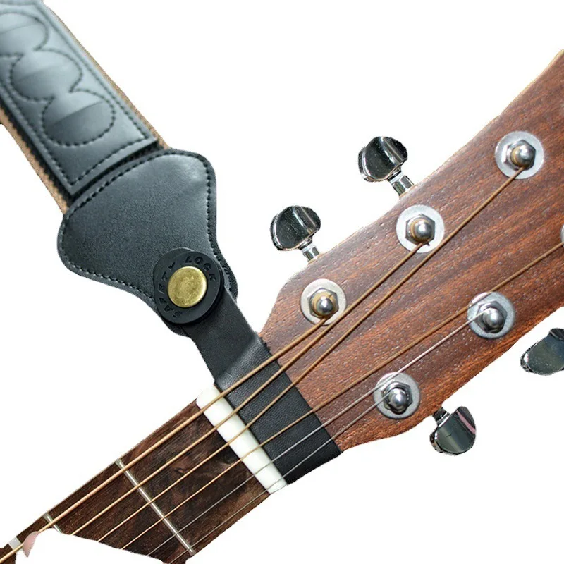 

Leather Guitar Headstock Strap Strap and Strap with Anti-slip Locking Clip for Ukulele Bass Acoustic Electric Guitar Accessories