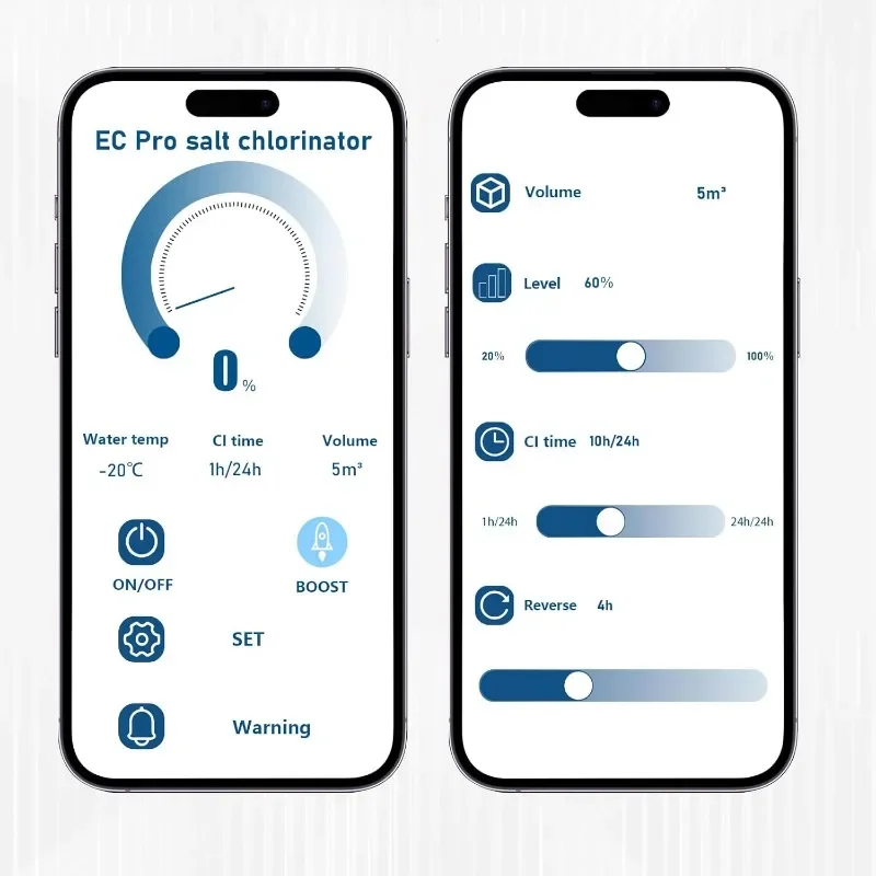 نظام كلورة حمام السباحة الملح، مولد كلور الملح لحمام السباحة فوق الأرض، نظام Wi Fi المدمج في نظام حمام السباحة للمياه المالحة