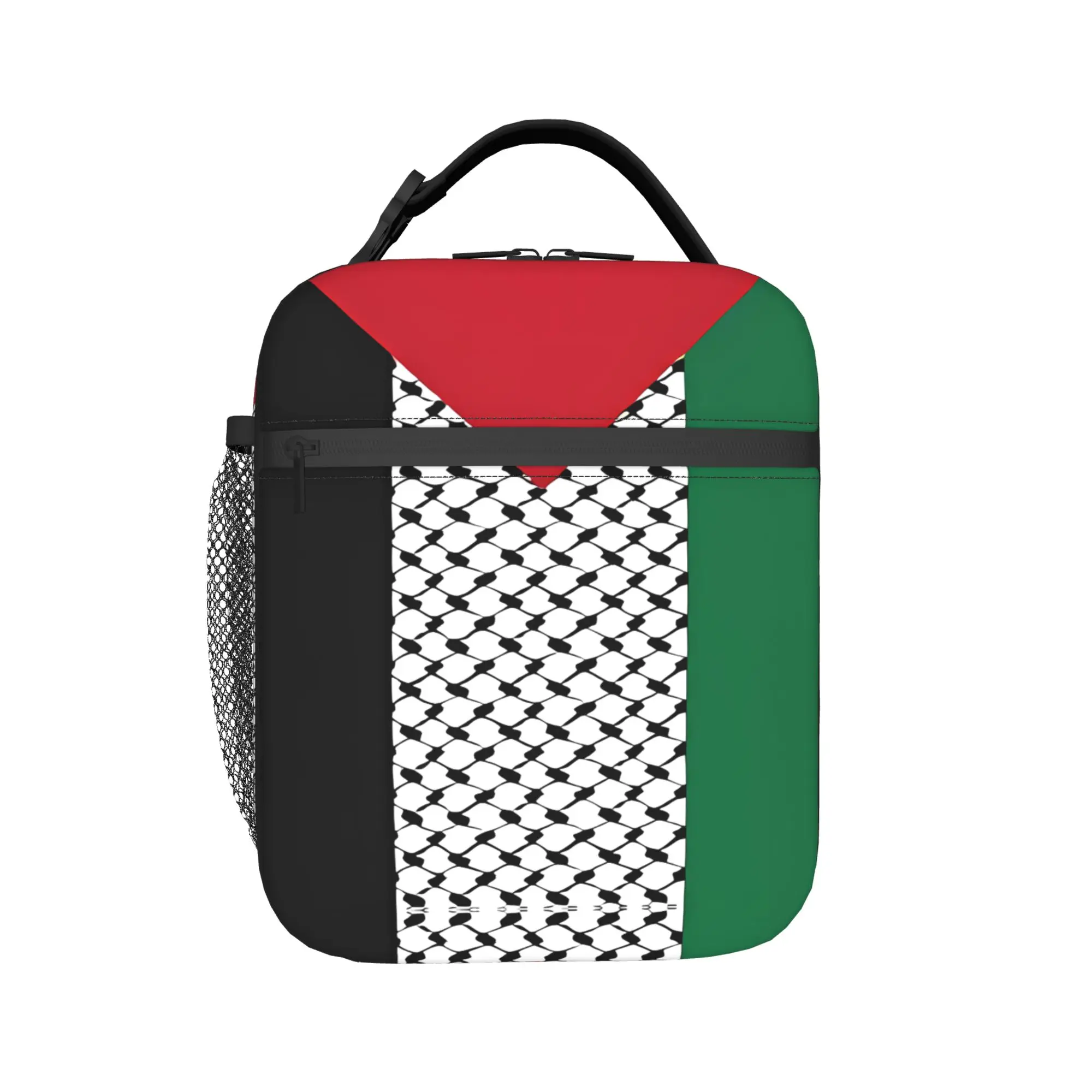 Flag Of Palestine Kufiya Lunch Bag  Portable Lunch Box Women Office Print Cooler Bag Vintage Oxford Tote Food Bags