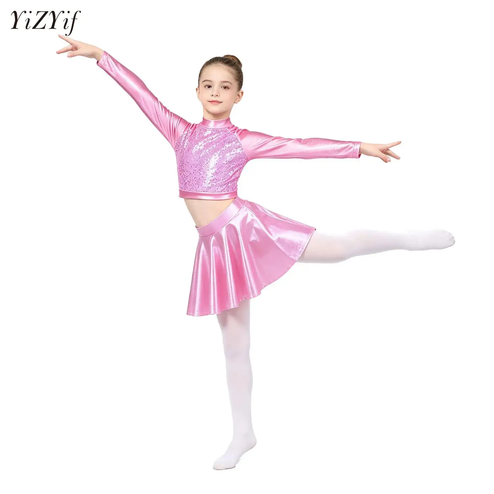 fantasia-de-danca-hip-hop-jazz-para-meninas-top-cropped-brilhante-com-saia-metalica-roupas-para-cheerleading-e-patinacao-artistica