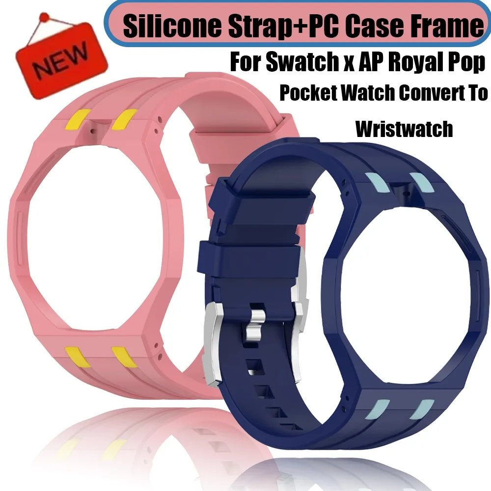 Silikonarmband + PC-Gehäuse für Swatch X AP Royal Pop Pocket Modifikationskit – Verwandlung zum 2-in-1-Integrierten mit Wechselarmband