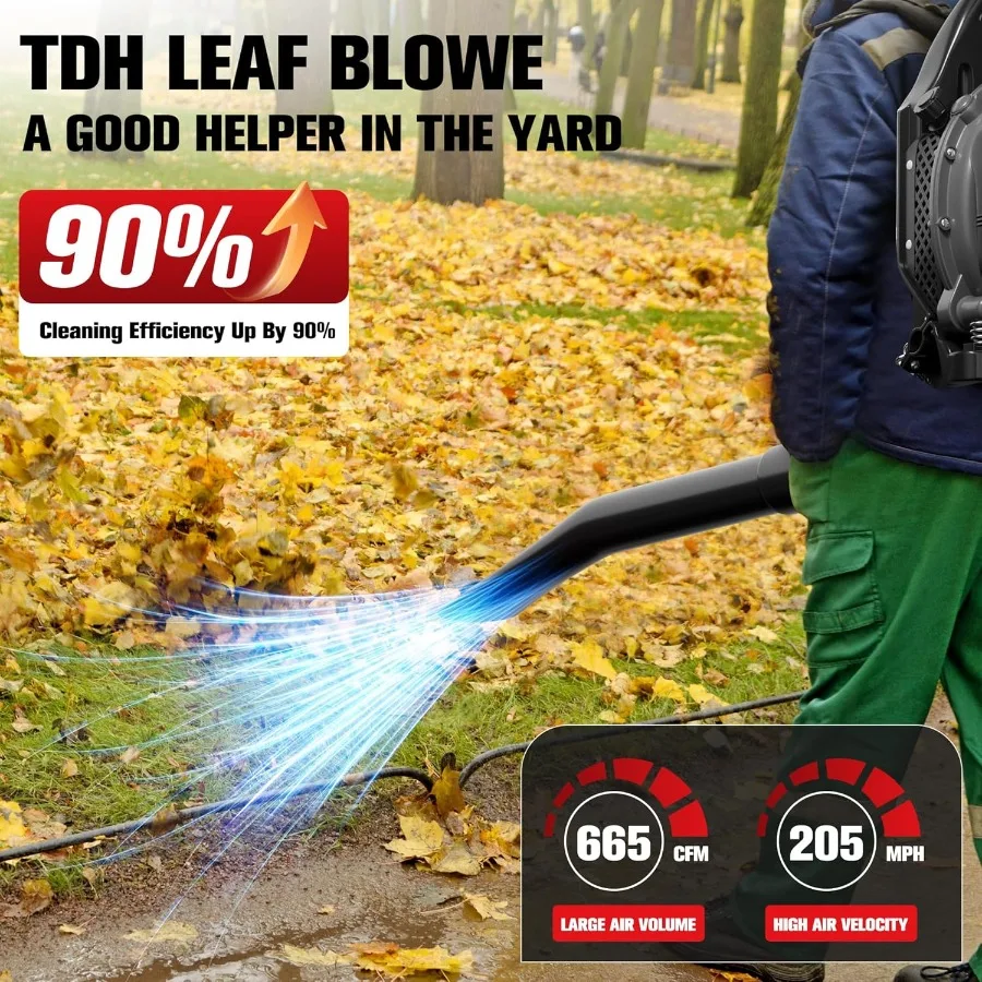 منفاخ أوراق الظهر بالغاز مع محرك 2 أشواط محمول من الفئة V 63 CC لتنظيف الفناء بكفاءة وصيانة الممتلكات HighVelo