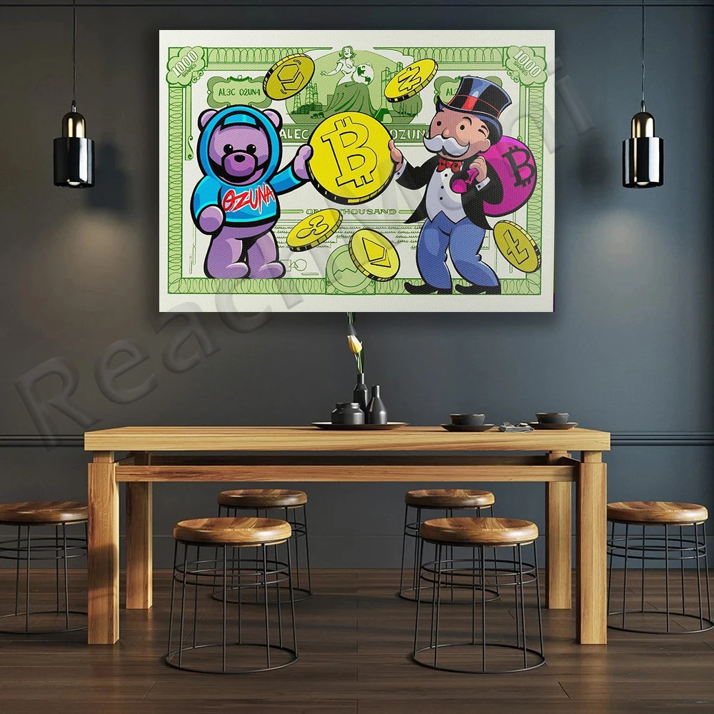 Alec Monopoly Inspirational Wall Art Poster Print Home Room Decor Graffiti Street Abstract Art Crypto Bitcoin