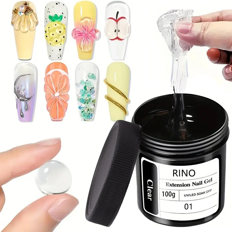 100g Gel Builder for Nails - Milky White, Non-Stick Hand, 3D Sculpture Modeling Carve Rhinestone Glue Gel - Easy to Operate