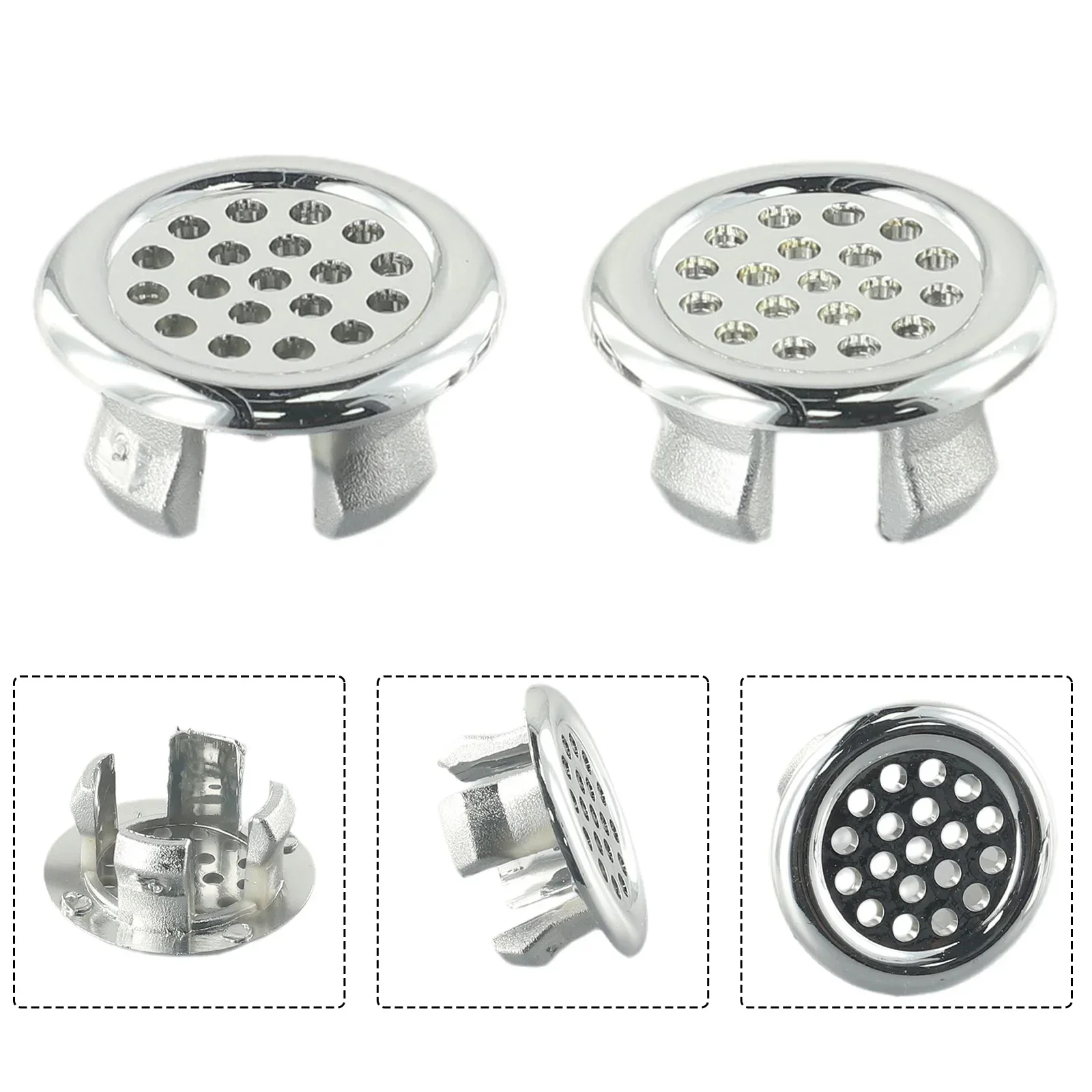 2pcs Bathroom Basin Sink Overflow Ring Electroplating Plastic Overflow Covers Basin/Sink Practical Replacement Hole Cover Cap