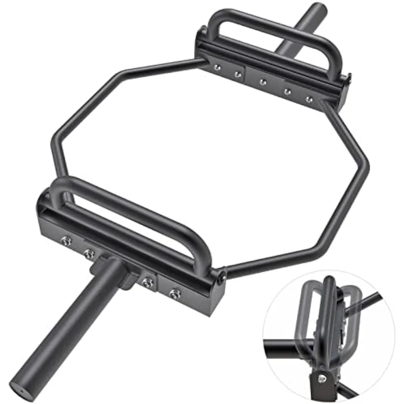 Barbell Trap Hex Shrug Bar, Deadlift Bar with Folding Handles - Multi-Grip Barbell, Fits 2