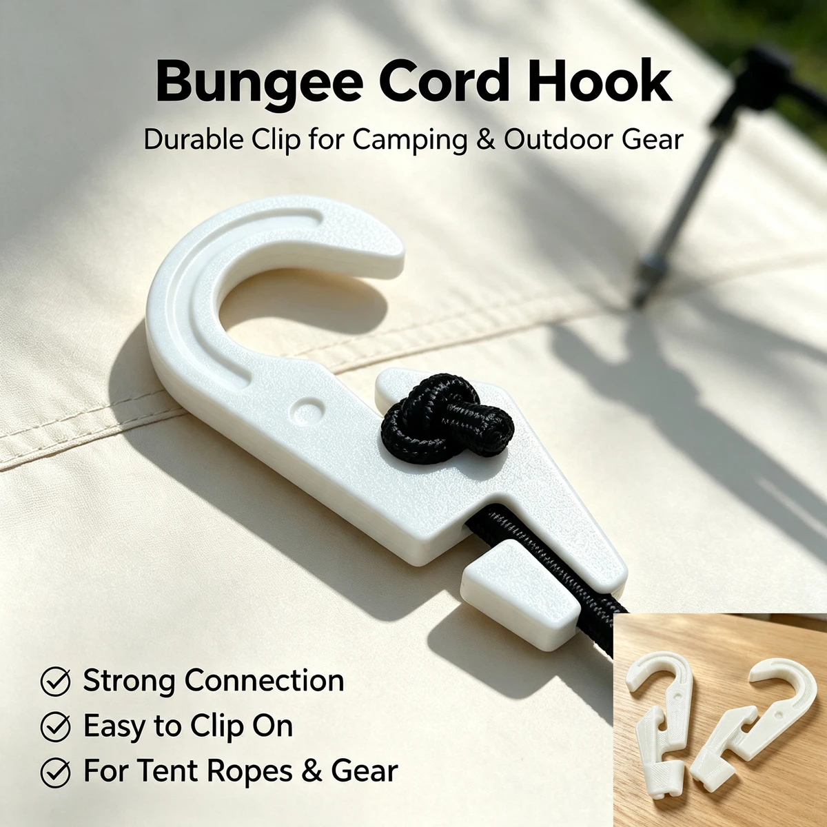 Bungee Cord Hook, Plastic Tent Guy Line Fastener Clip, Outdoor Camping Elastic Rope Quick Hook for Tent & Canopy