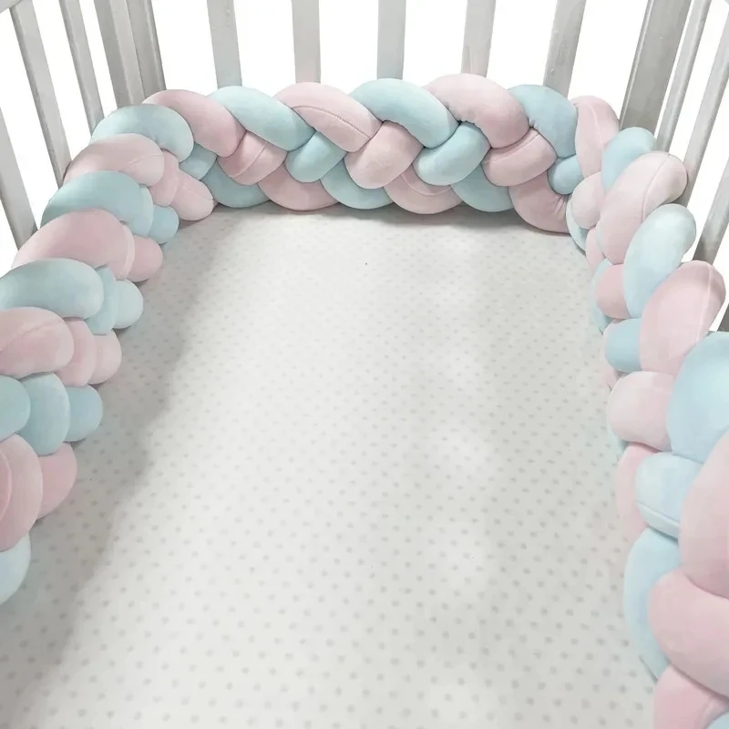 1-3.6M Baby Bed Bumper Handmade Knotted Braid Weaving Plush Crib Protector Infant Knot Pillow Baby Room Decor