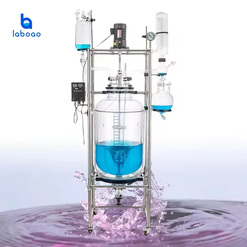 Laboao 200L Jacketed Glass Reactor with anti-corrosion stirrer