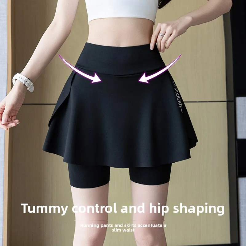 Fake Two Piece  Skirt Leggings Summer Casual Shorts with Pockets Bike Shorts for Women Yoga Running Outdoor Anti Chafing